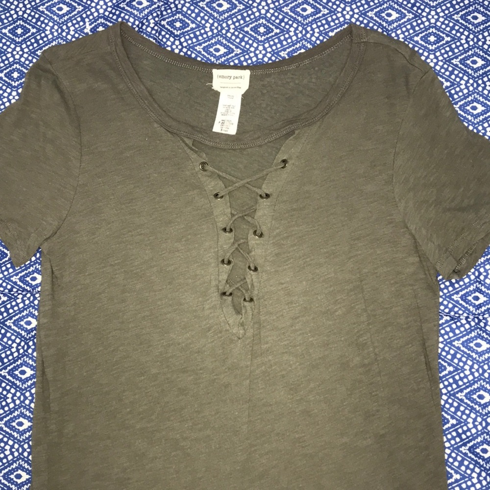 Olive Lace-up Top